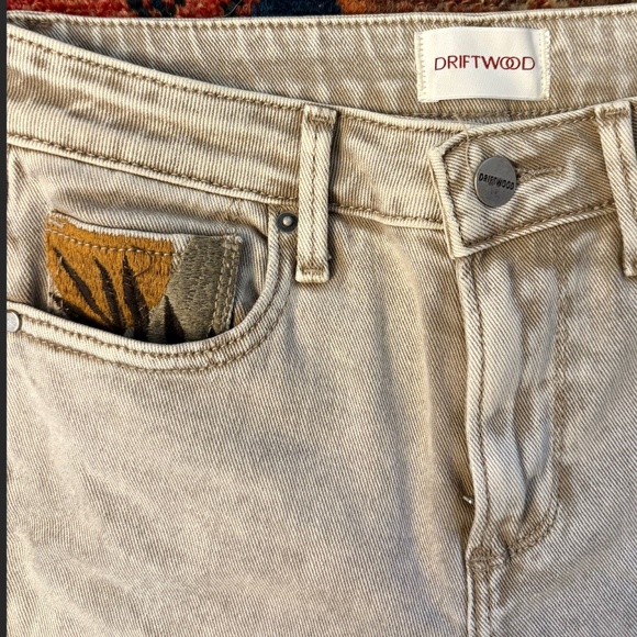 Driftwood Farrah Flare Floral Embroidered Jeans Gray Denim - Picture 6 of 7